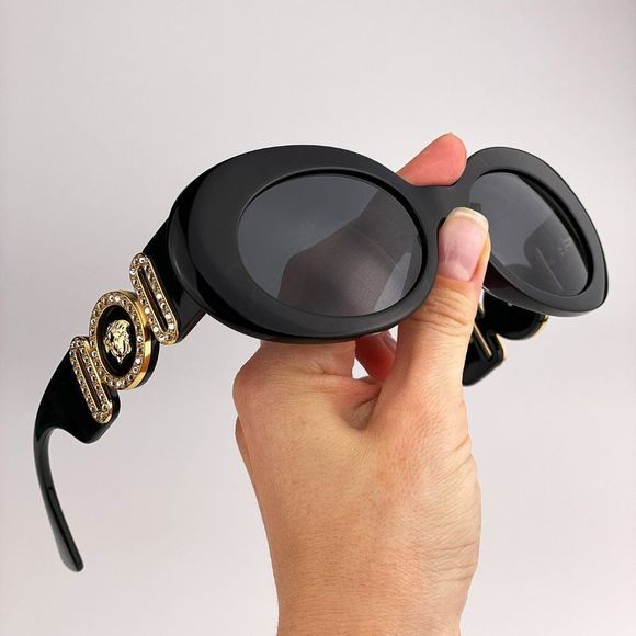 Versace VE4426BU GB1/87 Sunglasses MAXI MEDUSA BIGGIE Black Gray Oval Women - Picture 2 of 12